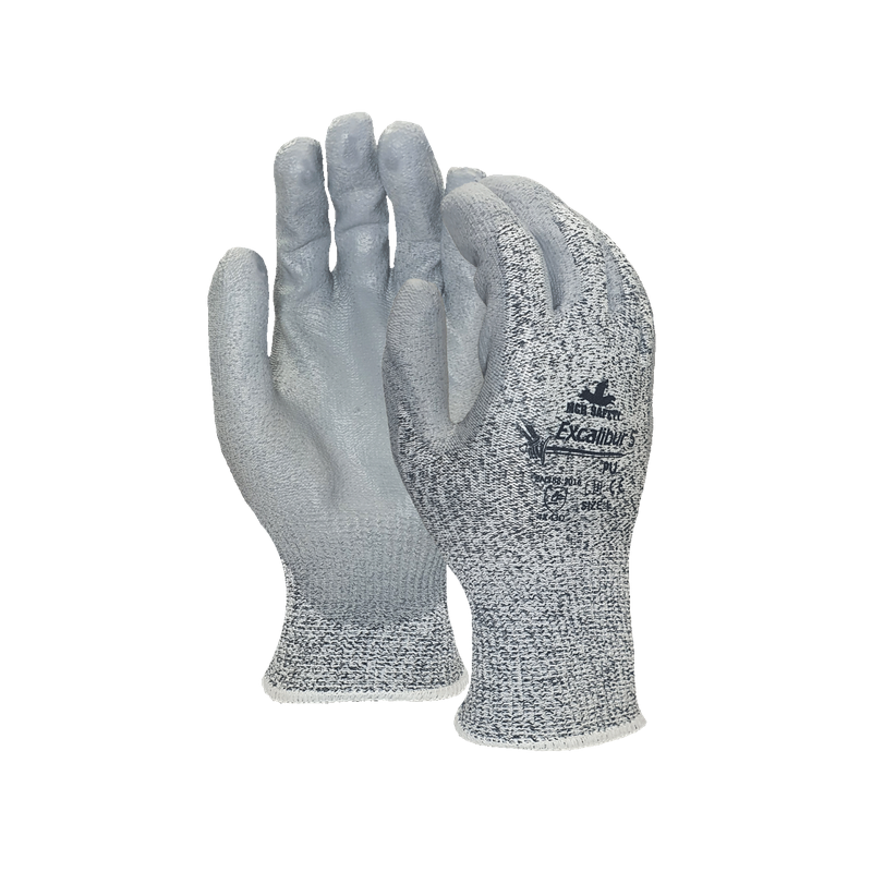 GUANTE MCR EXCALIBUR 5 GRIS DE HDPE/FIBRA DE VIDRIO/NYLON/SPANDEX CON RECUBRIMIENTO DE PU T-M